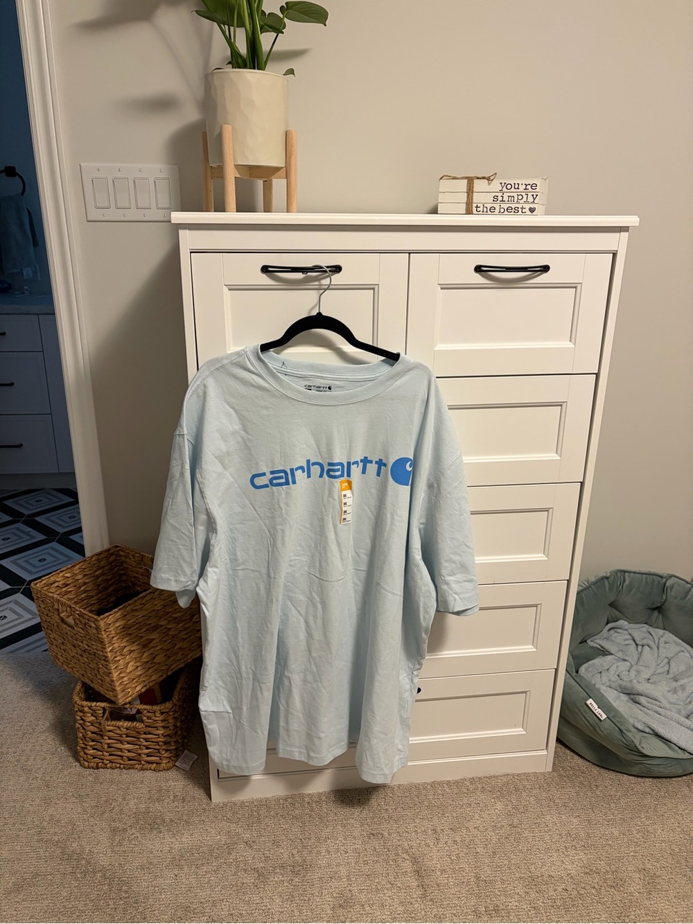 Carhartt White T-Shirt with Blue Logo